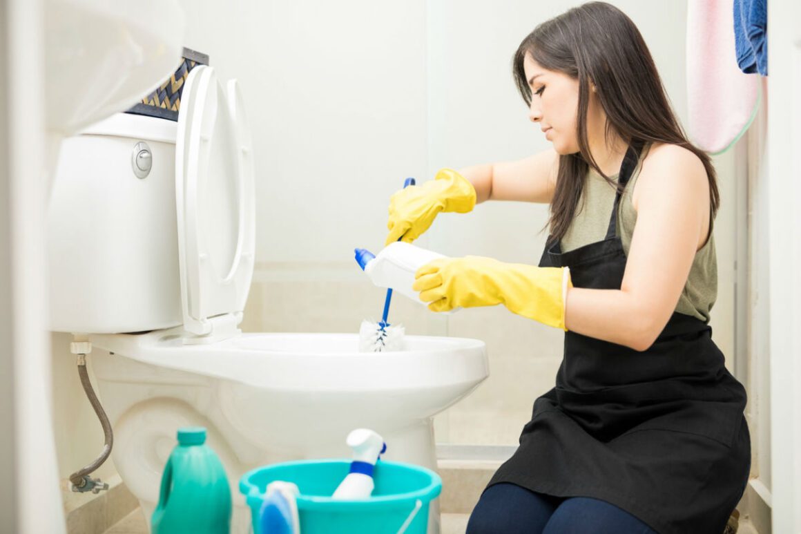 Cleaning a bathroom