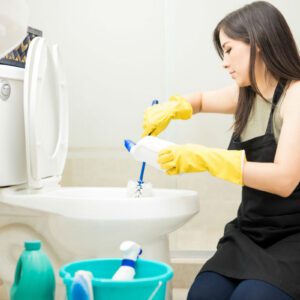 Cleaning a bathroom